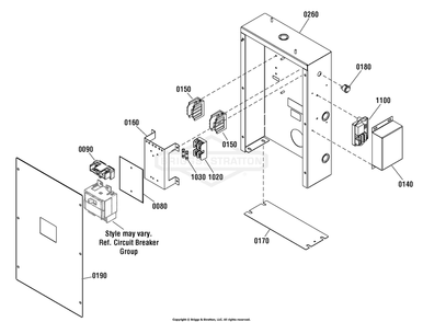 Control Box Group Diagram and Parts List for 076148-01  Briggs and Stratton Generator